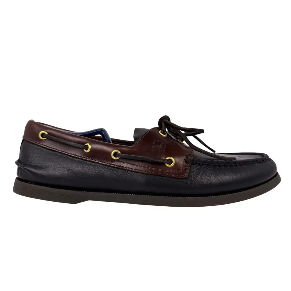 Sperry Boat Shoe Authentic Original 2-Eye Men's 11 W Black Amaretto Leather Moc